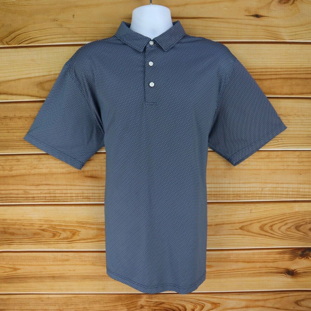 Walter Hagen Polo Golf Shirt Mens Size 2XL Blue Geometric Pattern Short Sleeves